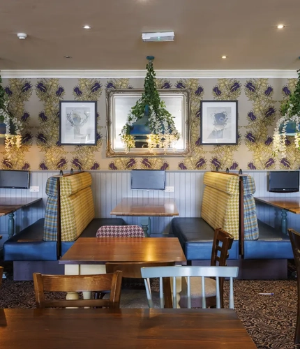 Interior shot of the restaurant seating area