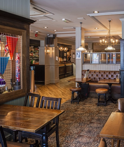Internal seating area in a pub restaurant