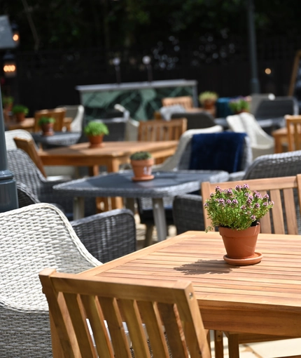 Beer garden outside of a pub