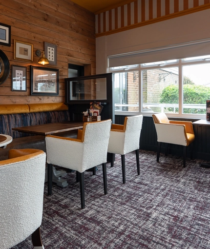 The restaurant area of the Cocked Hat.
