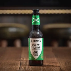 A bottle of Belhaven Craft Pilsner.