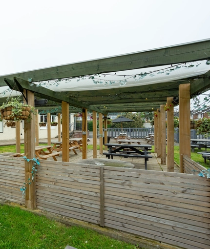 Beer garden outside of a pub