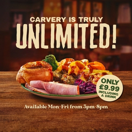 Unlimited Carvery & Drink for £9.99