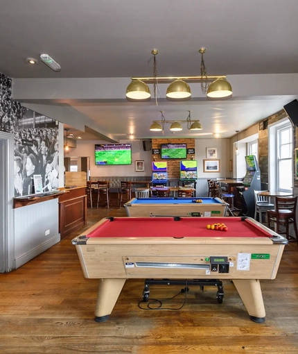 interior seating area with pool table