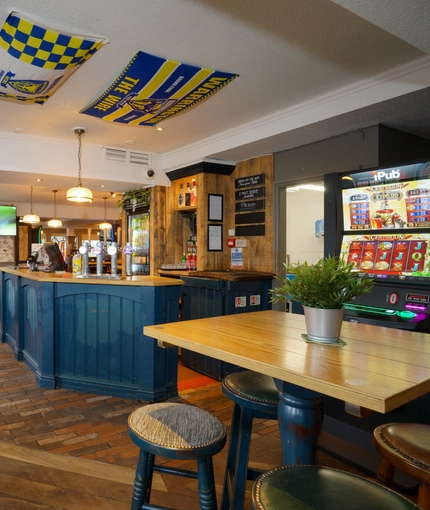 interior seating area and bar