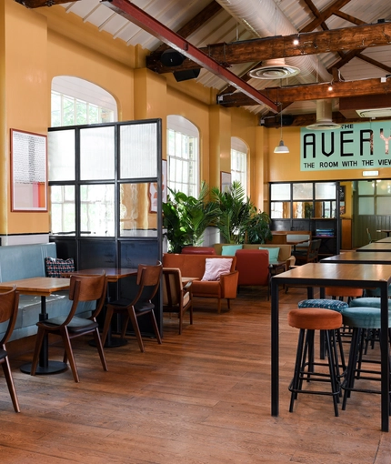 The restaurant area of The Grain and Hop Store.