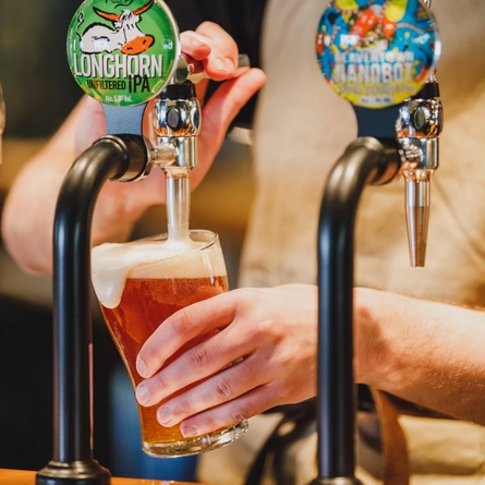 Pouring cask at the bar