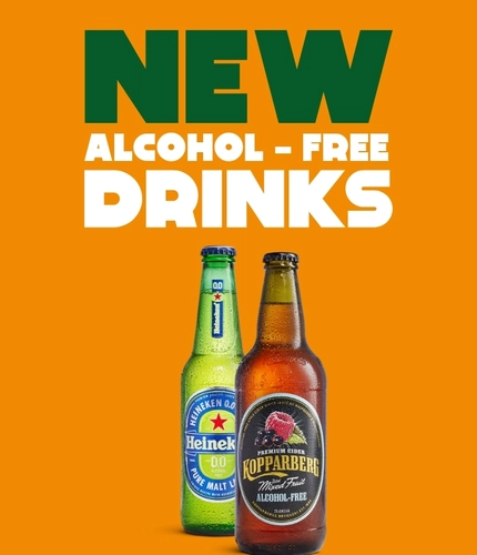 A graphic promoting alcohol free drinks at Hungry Horse.