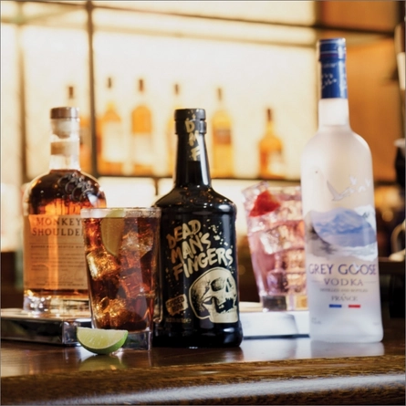 A selection of spirit and mixers