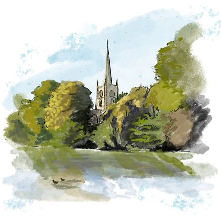 Illustration of Countryside for the Bell in Shottery, Multipurpose banner for Mobile
