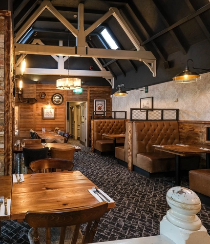 interior of the restaurant and seating area