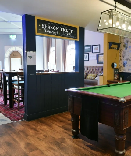 interior seating area with pool table