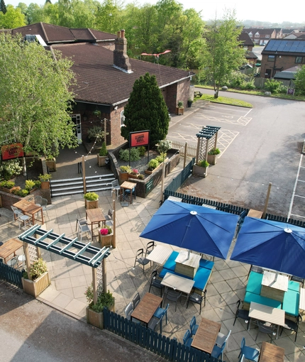 Beer garden outside of a pub