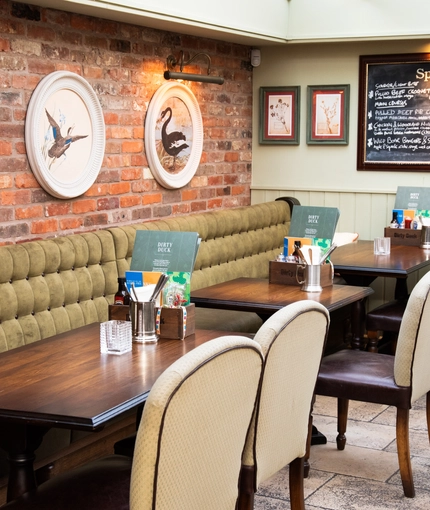The interior restaurant and dining area  at the Dirty Duck.