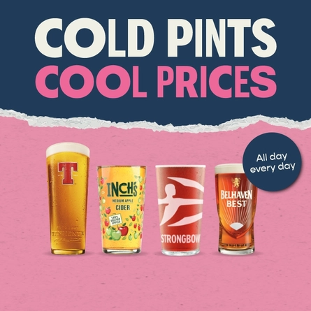 A banner displaying drinks promotions for the Old Post Office Bar.