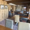 Interior dining area of a pub with a TV.