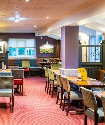 interior of the restaurant with seating area