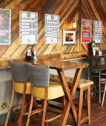 interior seating area of the pub