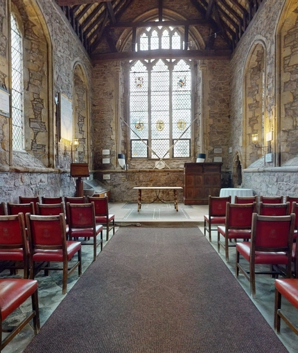 The inside of the church attached to The Rothley Court Hotel.