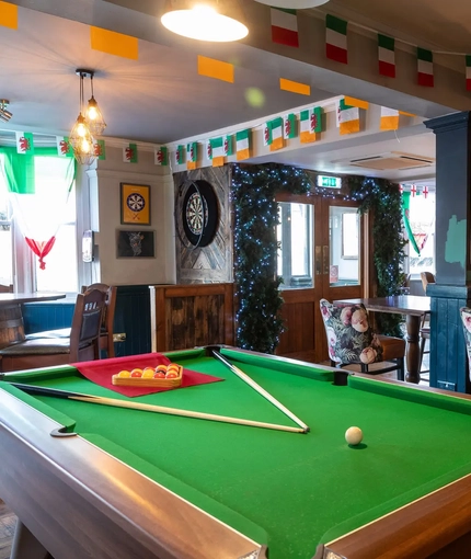 interior seating area with pool table