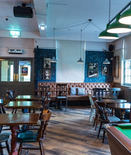 interior seating area with pool table
