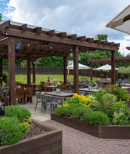 The beer garden at the Mare & Colt.
