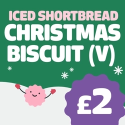 A Wacky Warehouse Christmas graphic promoting the ice shortbread biscuit.