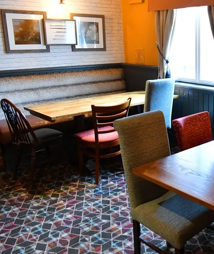 interior of the restaurant and seating area