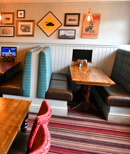 interior of the restaurant and seating area