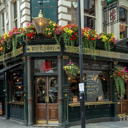 The exterior facade of the Red Lion.