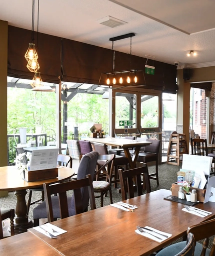 Internal seating area in a pub restaurant