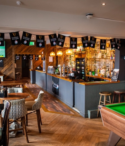 interior seating area of the pub