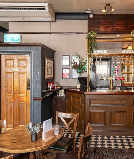 Internal seating area in a pub restaurant
