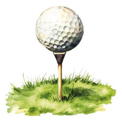 An illustration of a golf ball on a tee, promoting the Joshua Tree Golf tournament.