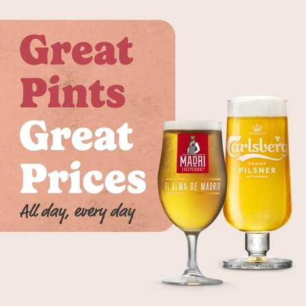 A banner promoting pricing deals at Greene King Value venues.