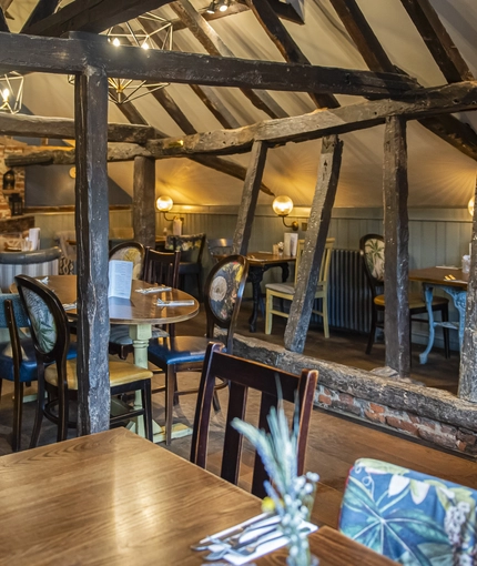 The restaurant area of the Bull.