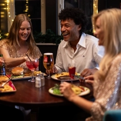A group of friends eating a meal.