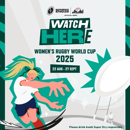 A banner promoting the Women's Rugby World Cup in selected Greene King venues.