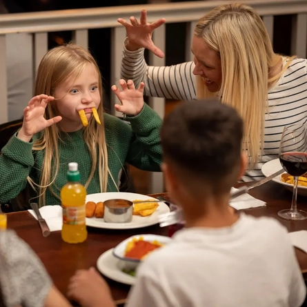A family eating together in a pub restaurant