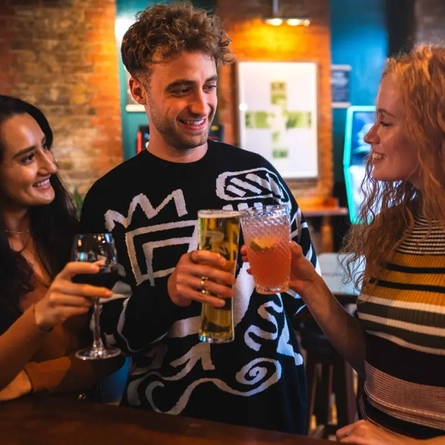 Friends enjoying Happy Hour at the pub