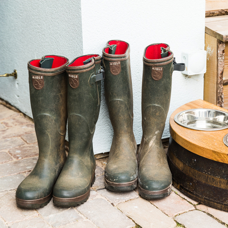 A pair of muddy boots