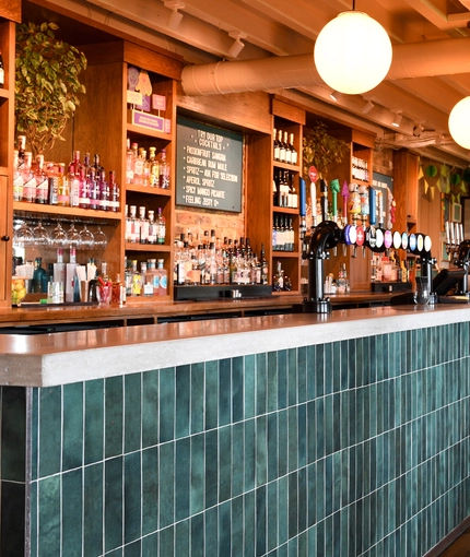 The bar area of The Grain and Hop Store.