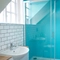 The bathroom in a hotel room of The Narborough Arms.
