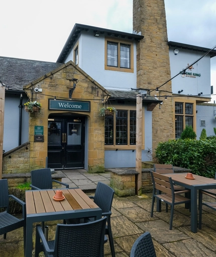 exterior of the venue with beer garden