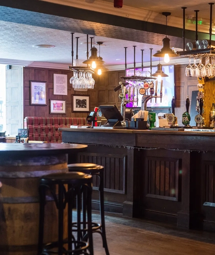 interior seating area and bar