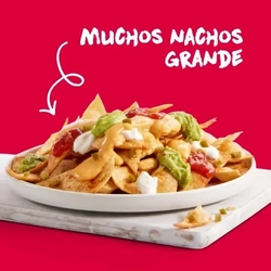 A graphic promoting the Muchos Nachos at Hungry Horse.