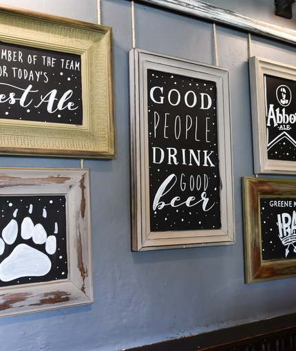 Framed blackboard signage
