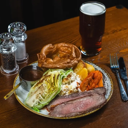 A roast dinner on a table.