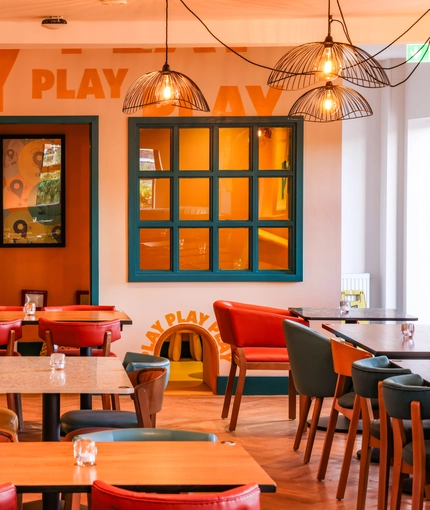 The restaurant area of a pub.