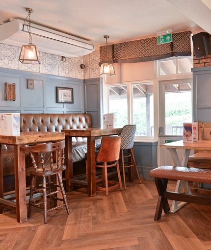 Interior dining area of a pub.